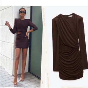 Zara brown cut out dress worn once